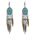 Bohemian Vintage Long Leaves Tassel Ethnic Earrings / AZERAL007-ATU