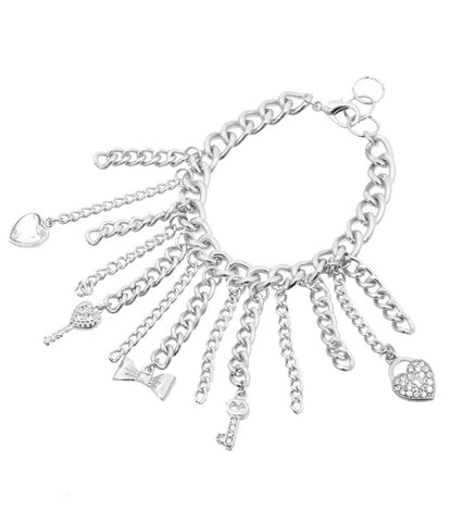 Fashion Trendy Heart Lock Chain Bracelet For Women / AZBRCH013-SCL