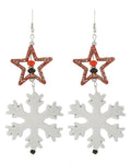 Christmas Theme - Star & Snowflake Dangle Earring Set / AZERFH367-SRD-CHR