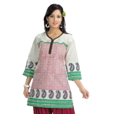 Designer Block Print Cotton Womens Indian Kurti / Tunic Top
