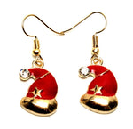Christmas : Delicate Santa Cap Dangle Fish Hook Earrings For Women / AZAEXM008-GRD