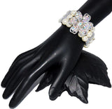 Trendy Imitation Pearl Flower Rhinestone Stretch Bracelet for Women / AZBRPS002-GPL