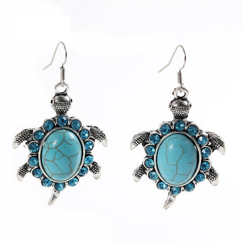 Trendy Fashion Tortoise Drop Turquoise Dangle Earring / AZERVI028-ABL