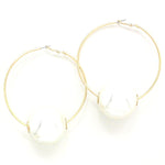 Oversized Imitation Pearl Hoop Earrings / AZERFH272-GPE