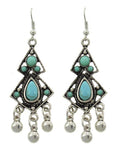 Trendy Fashion Chandelier Dangle Antique Silver Turquoise Stone Earring / AZERVT830-ATU