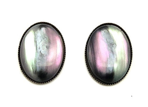 Trendy Fashion Cameo Cabochon Button Post Earrings for Women / AZEACPS01-BAB