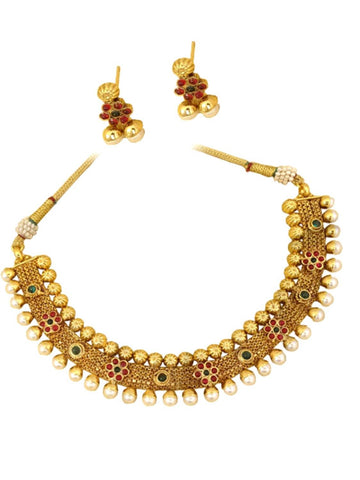Authentic Indian Traditional Imitation Gold Tone Jewelry for Women / AZINGT203-GRG