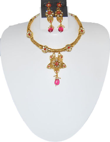 Arras Creations Designer Imitation Polki Necklace Set for Women / AZINDN012-GPI