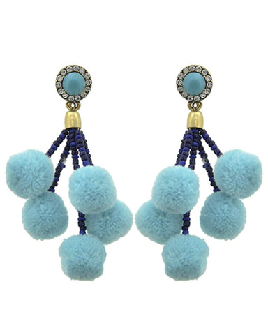 Fashion Trendy Pom Pom Ball Dangle Earrings for Women / AZERPP703-ABC