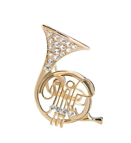Music Brooch Fashion Music Instrument French Horn Brooch-Pin Women Dress Clips Brooch-Pin For Women or Men / AZFJBRA18-GCL