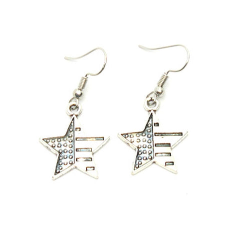 Patriotic Independence American Flag Star Earrings For Women / AZAEPT005-ASL
