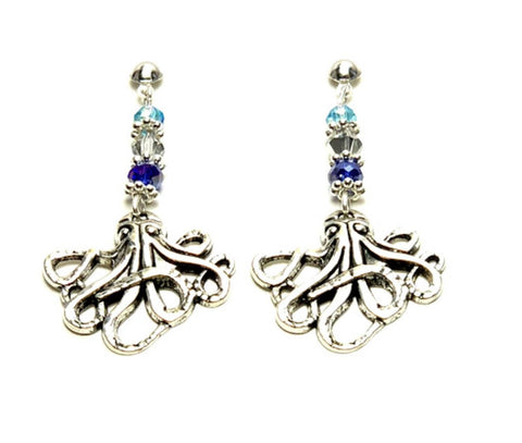 Sea Life Fashion Fashion Trendy Octopus Earrings for Women / AZAESL401-ASB