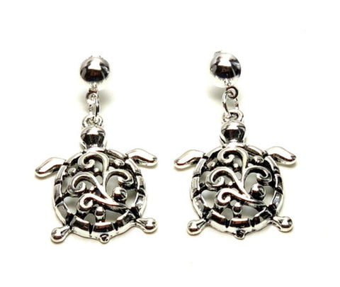 Sea Life Fashion Turtle Dangle Post Earrings for Women / AZAESL009-ASL