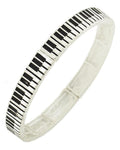 Trendy Fashion Music Keyboard Of Piano Design Stretch Bracelet For Women / AZBBMU899-SIL