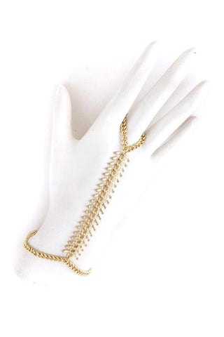 TWISTED CHAIN ALIGNED Bracelet and Ring Set / Hand Chain Bracelet / AZFJSBB149-GLD