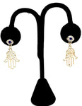 Trendy Fashion Hamsa Dangle Post Earrings For Women / AZAEHH004-GBL