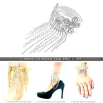 Arras Creations Trendy Fashion Flower Fringe Arm Cuff/Bracelet for Women/Anklet for Women / AZABRH004-SCL