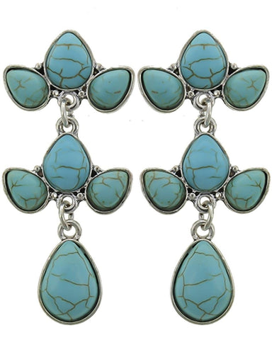 Fashion Imitation Turquoise Stone Post Dangle Earrings for Women / AZERVT348-ATU