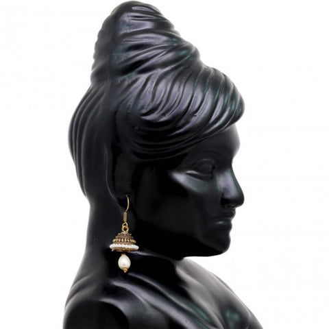 Bollywood Trendy Fashion Oxidized Gold Small Jhumka Earrings For Women / AZINOXE11-APE