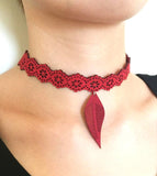 Arras Creations Fashion Gothic Victorian Lace Leaf Collar Necklace for Women / AZFJCKA05