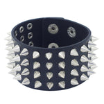 Fashion Unique Spikes Wide Cuff Leather Gothic Unisex Bracelet / AZBRLBA04-SBL