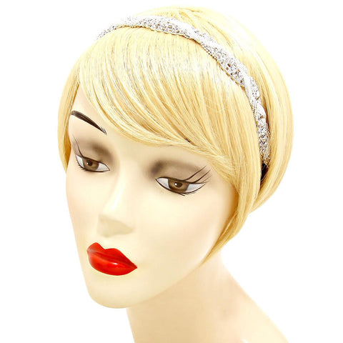 Twisted Rhinestone Chain Elastic Headband/Hair Accessory For Women / AZFJHB828-SCL