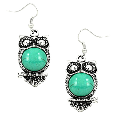 Trendy Fashion Owl Drop Turquoise Dangle Earring / AZERFH886-STU