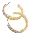 Hoop Metal Earrings with Rhinestones / AZERFH062-GCL