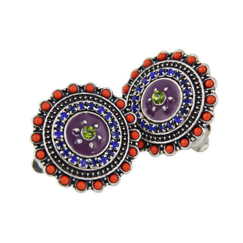 Bohemian Vintage Crystal Beads Clip Earring / AZERCOA01-AMU