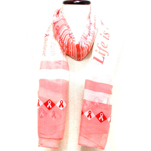 Pink Ribbon Infinity Lovely Scarf / BCA Scarf For Women / AZBCSC110-PIN