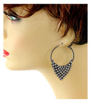 Fashion Trendy Hoop Crystal Basketball Wives Earrings For Women / AZERFH166-HEM