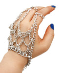 Arras Creations Fashion Trendy Spiderweb Chain Bracelet Ring/Slave Bracelet/Bracelet and Ring Set for Women / AZFJSBB163-SIL