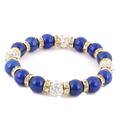 Elastic Stone & Rhinestone Beads Stretch Bracelet / AZBRST028-GBL