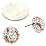 Fashion Trendy Sports BaseBall - Crystal BaseBall Buttons Stud Earring For Women / AZSJER342-SRD