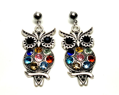 Halloween Trendy Fashion Multicolored Owl Dangle Earrings for Women / AZAEHA105-ASM