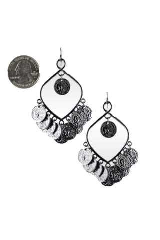 Fashion Trendy Tribal Belly Dance Coin Earrings For Women / AZBTBC103-SIL