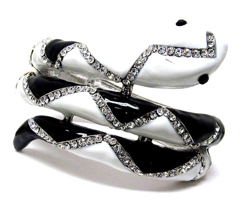 Fashion Trendy Crystal and Epoxy Snake Hing Bangle Bracelet for Women / AZBRFL021-SWB