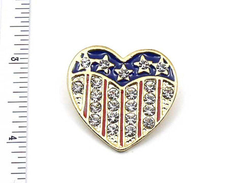Patriotic / Austrian Crystal Heart - Brooch/pin / AZFJBR044-GRB-PAT