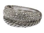 Crystal and Metal Rope Design Hinge Bangle - Silver Tone / AZBRFL007-SCL