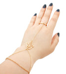 Hamsa Hand Bracelet With Ring / Slave Bracelet / Bracelet&Ring Set / AZFJSBB132-GLD