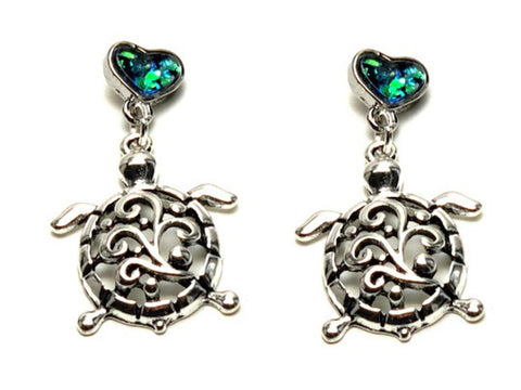 Sea Life Fashion Turtle Dangle Post Earrings for Women / AZAESL008-ASA