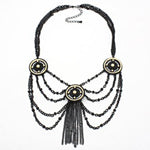 Arras Creations Fashion Beaded Drape Fringe Necklace for Women / AZFJNS087-BLK