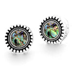 Fashion Trendy Rimmed Abalone Magnetic Clip On Earrings for Women / AZERCO530-ASB