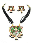 Authentic Designer Indian Thewa Rajasthani Style Jewelry Set for Women / AZINTH017-GBK