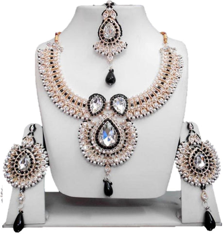 Bollywood Style Indian Imitation Necklace Set / AZBWBR035-PBK
