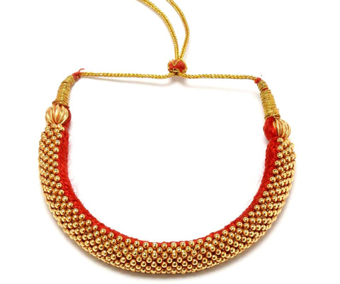 Arras Creations Imitation Traditional Kolhapuri Gadi Necklace for Womens / AZKCN2046-GLD