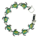Sea Life / Turtle Antique Silver Green Bracelet / AZBRSEA468-SMX
