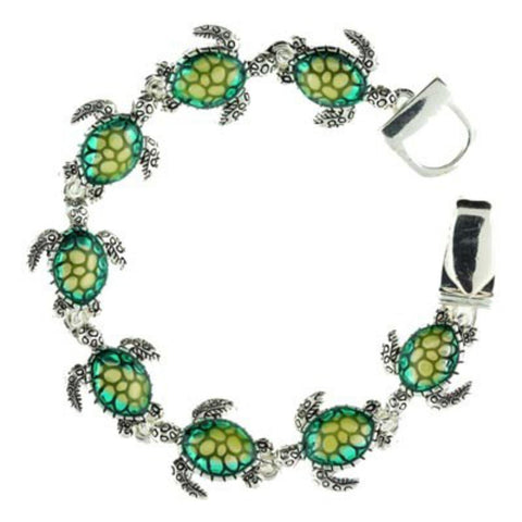 Sea Life / Turtle Antique Silver Green Bracelet / AZBRSEA468-SMX