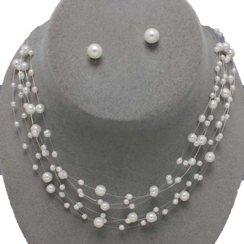 Arras Creations Fashion Pearl Necklace Set for Women / AZFJNS116-PEA