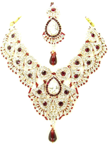 Fashion Trendy Bollywood Style Indian Imitation Necklace Set For Women / AZBWBR028-GRD